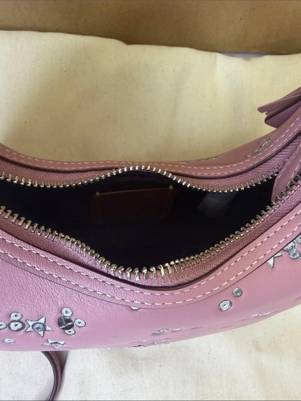 Coach Pink Star-Studded Mini Hobo Bag